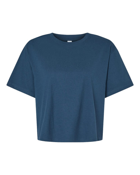 American Apparel Women's Fine Jersey Mid-Length Boxy Tee. 102 - Sea Blue
