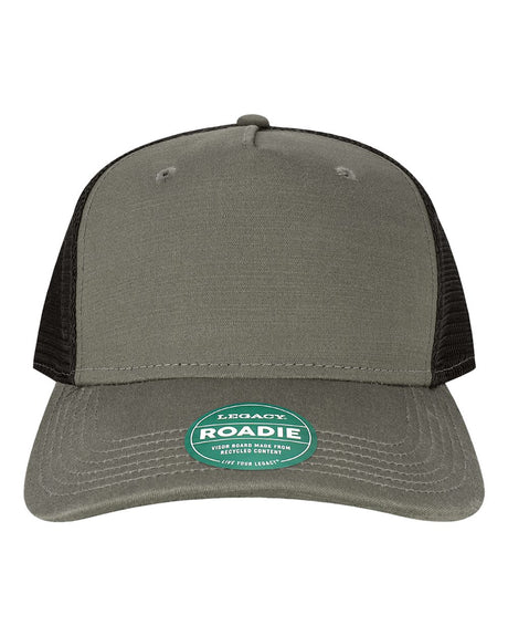 LEGACY Five-Panel Adjustable Cap. ROADIE - Charcoal Slub/ Black