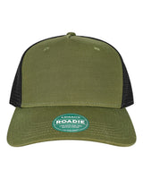 LEGACY Five-Panel Adjustable Cap. ROADIE - Olive Slub/ Black