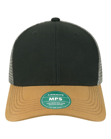 LEGACY Mid-Pro Snapback Trucker Cap. MPS - Black/ Caramel/ Dark Grey
