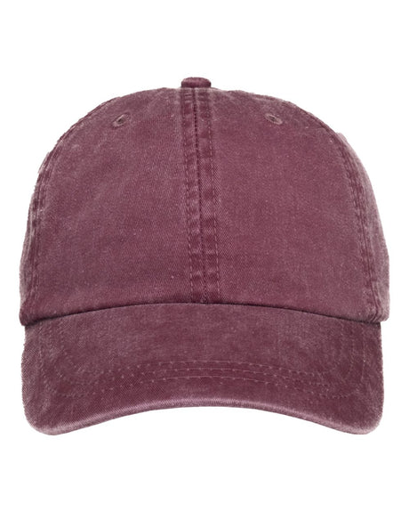 Adams Headwear Optimum Pigment-Dyed Dad Hat. LP101 - Burgundy