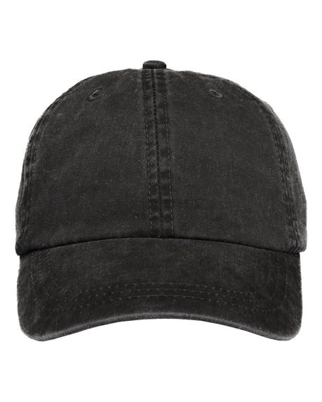 Adams Headwear Optimum Pigment-Dyed Dad Hat. LP101 - Black