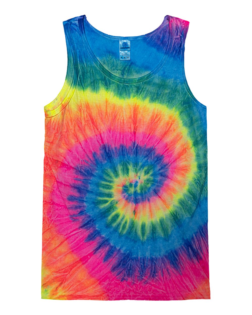 Colortone Unisex Tie-Dyed Tank Top. 3500 - Neon Rainbow