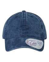 Infinity Her Women's Pigment-Dyed with Fashion Undervisor Cap. CASSIE - Navy/ Stripes