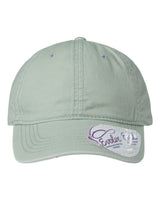Infinity Her Women's Pigment-Dyed with Fashion Undervisor Cap. CASSIE - Sage/ Polka Dots