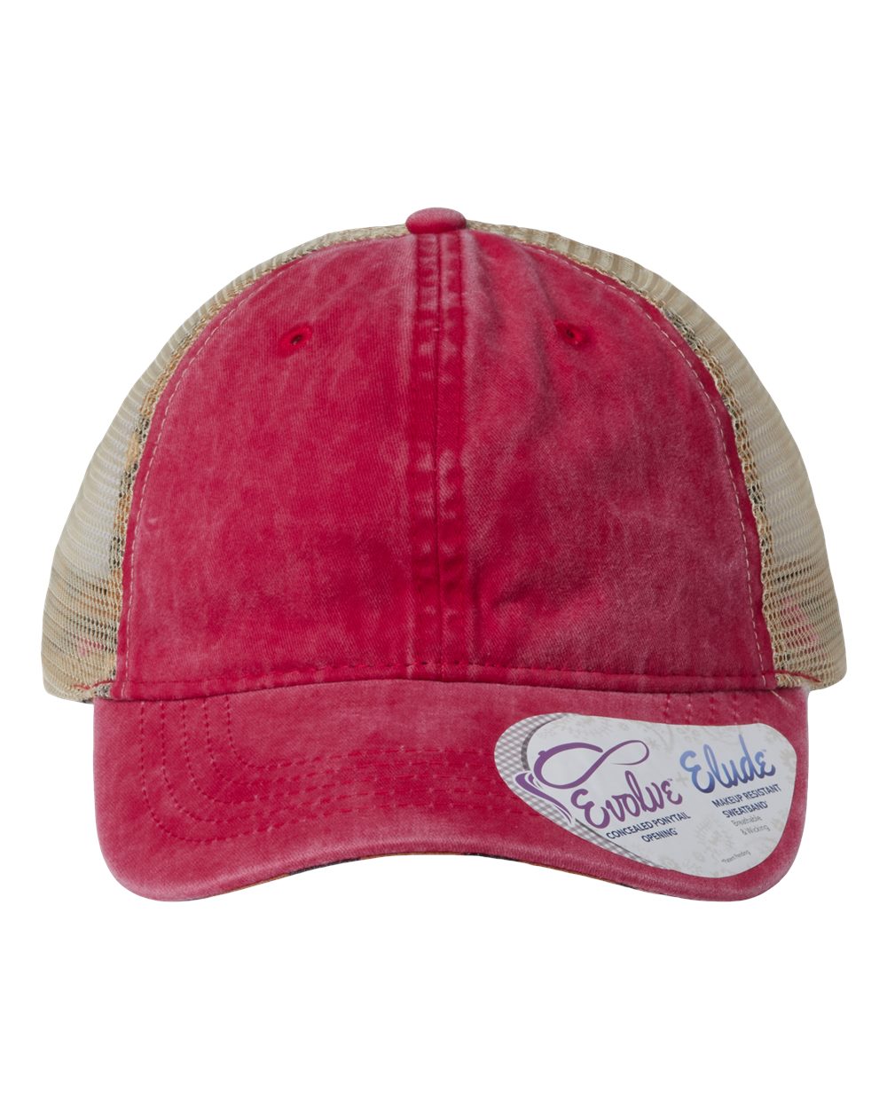 Infinity Her Women's Washed Mesh-Back Cap. TESS - Red/ Leopard