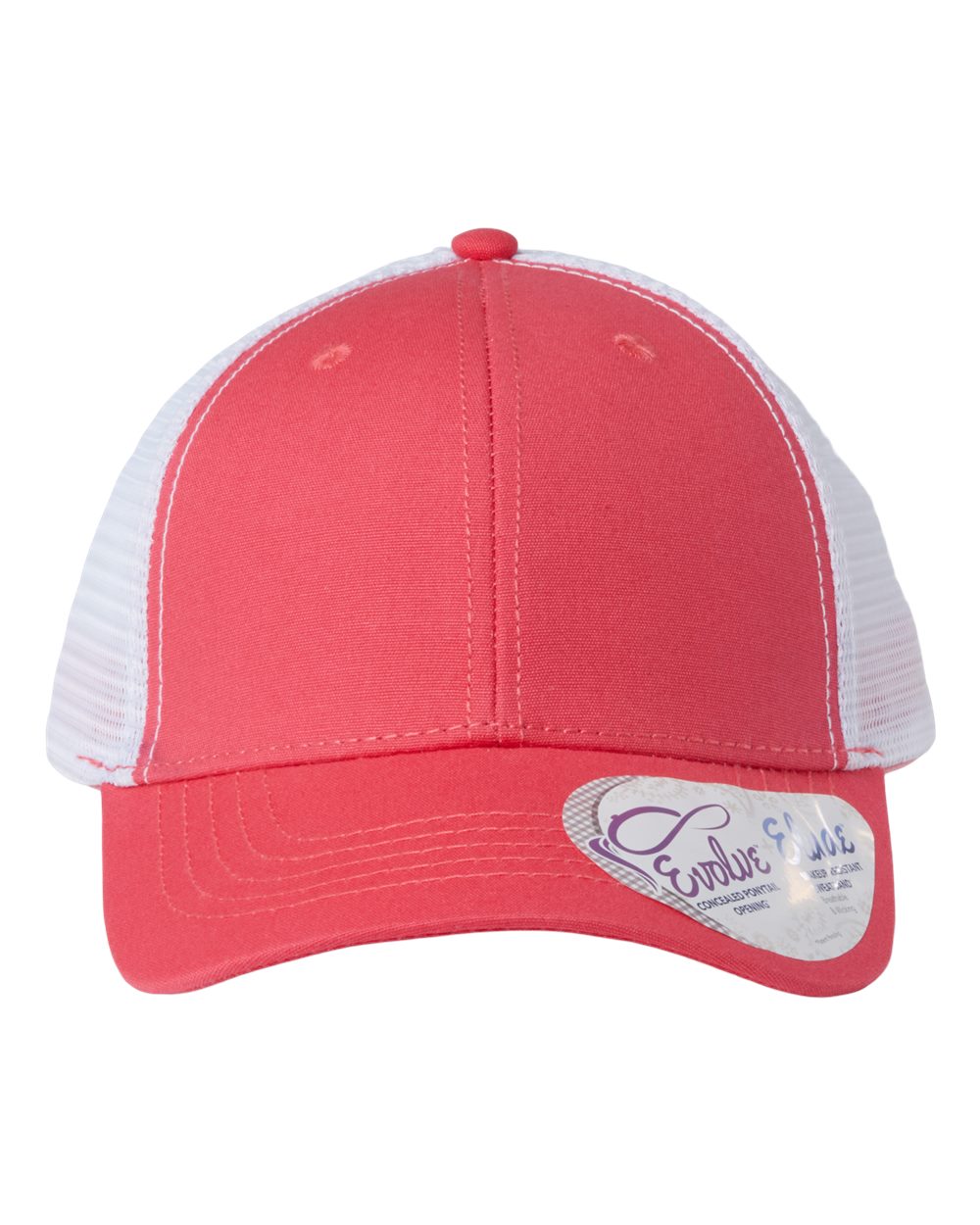Infinity Her Women's Modern Trucker Cap. CHARLIE - Coral/ White