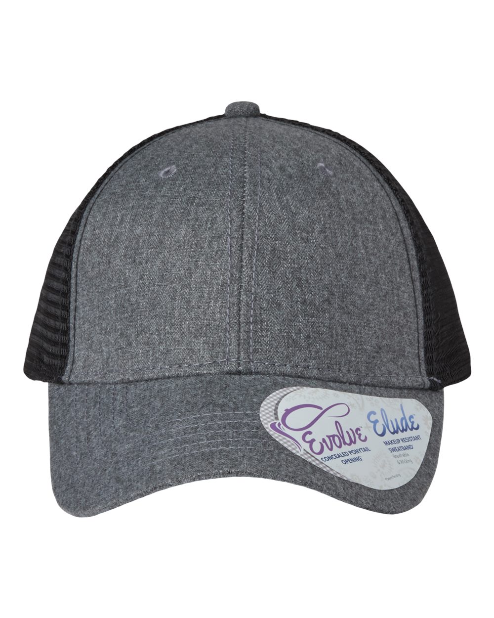 Infinity Her Women's Modern Trucker Cap. CHARLIE - Heather Grey/ Black