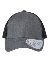 Infinity Her Women's Modern Trucker Cap. CHARLIE - Heather Grey/ Black