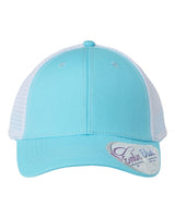 Infinity Her Women's Modern Trucker Cap. CHARLIE - Light Blue/ White