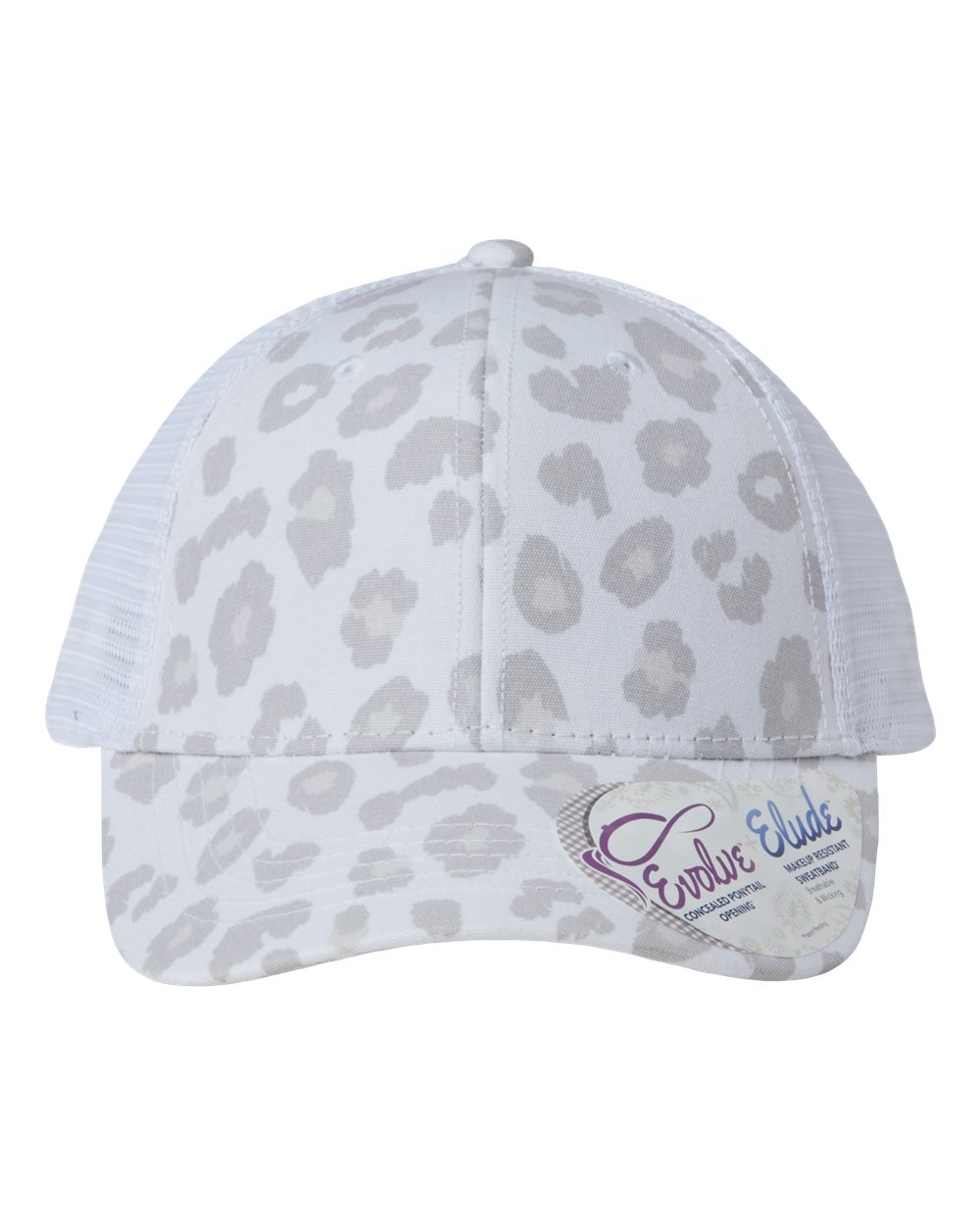 Infinity Her Women's Modern Trucker Cap. CHARLIE - Snow Leopard/ White