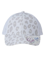 Infinity Her Women's Modern Trucker Cap. CHARLIE - Snow Leopard/ White