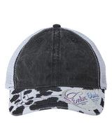 Infinity Her Women's Printed Bill with Mesh Back Cap. JANET - Black/ Cow/ White