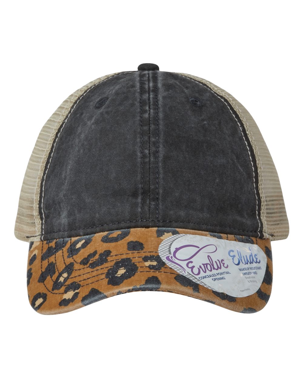 Infinity Her Women's Printed Bill with Mesh Back Cap. JANET - Black/ Leopard/ Khaki
