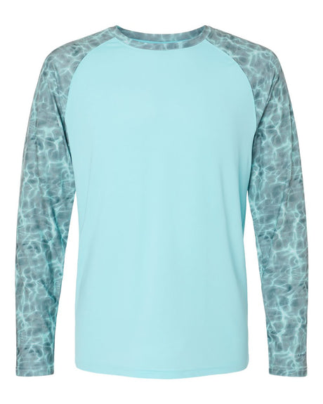 Paragon Men's Panama Colorblocked Long Sleeve T-Shirt. 231 - Grey Aqua Water