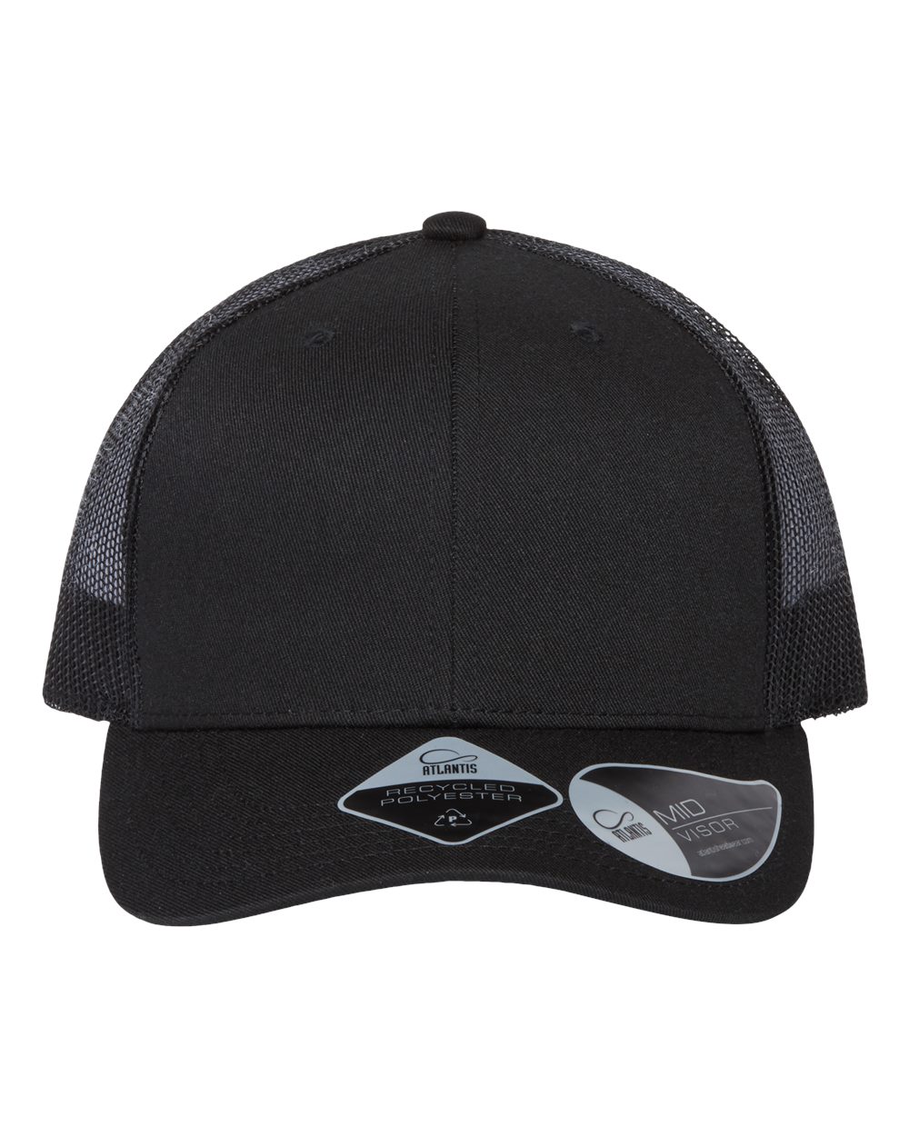 Atlantis Headwear Sustainable Trucker Cap. BRYCE - Black/ Black