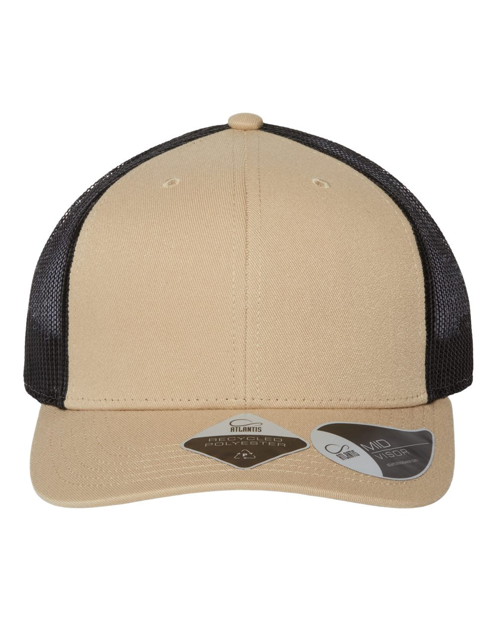 Atlantis Headwear Sustainable Trucker Cap. BRYCE - Khaki/ Black