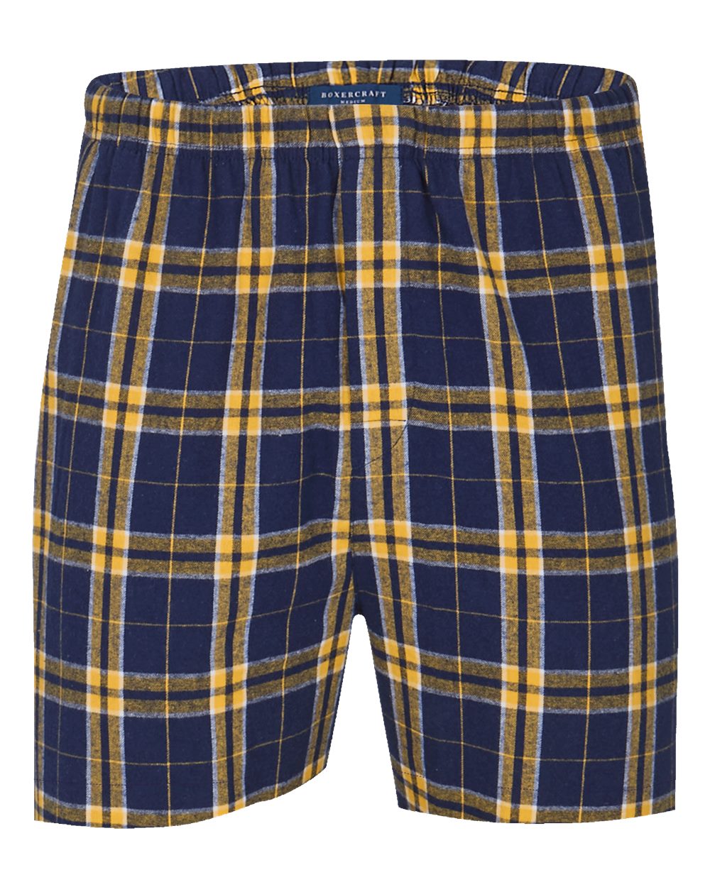 Boxercraft Men's Double Brushed Flannel Boxers. BM6701 - Navy/ Gold