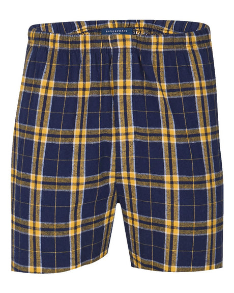 Boxercraft Men's Double Brushed Flannel Boxers. BM6701 - Navy/ Gold