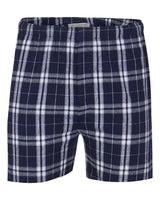 Boxercraft Men's Double Brushed Flannel Boxers. BM6701 - Navy/ Silver Plaid