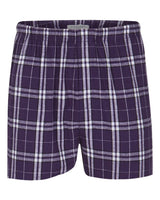 Boxercraft Men's Double Brushed Flannel Boxers. BM6701 - Purple/ White Plaid
