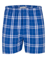 Boxercraft Men's Double Brushed Flannel Boxers. BM6701 - Royal/ Silver Plaid
