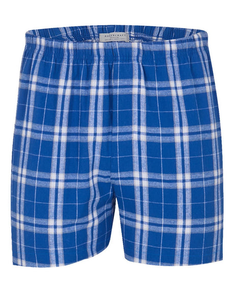 Boxercraft Men's Double Brushed Flannel Boxers. BM6701 - Royal/ Silver Plaid