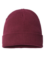 Atlantis Headwear Sustainable Cuffed Beanie. NELSON - Burgundy