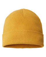 Atlantis Headwear Sustainable Cuffed Beanie. NELSON - Mustard Yellow