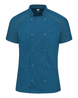 Chef Designs Women's Airflow Raglan Chef Coat. 051W - Teal/ Teal Mesh