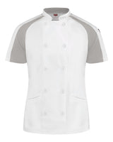Chef Designs Women's Airflow Raglan Chef Coat. 051W - White/ Grey Mesh