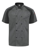 Chef Designs Airflow Raglan Chef Coat. 052M - Charcoal Heather/ Charcoal/ Black Mesh