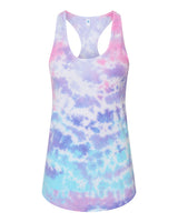 Colortone Women's Tie-Dyed Racerback Tank Top. 3400 - Cotton Candy
