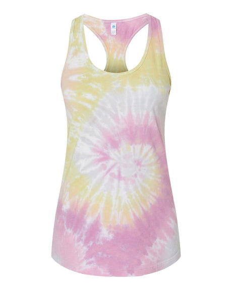 Colortone Women's Tie-Dyed Racerback Tank Top. 3400 - Desert Rose