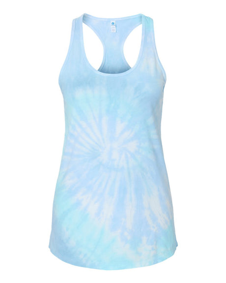 Colortone Women's Tie-Dyed Racerback Tank Top. 3400 - Lagoon