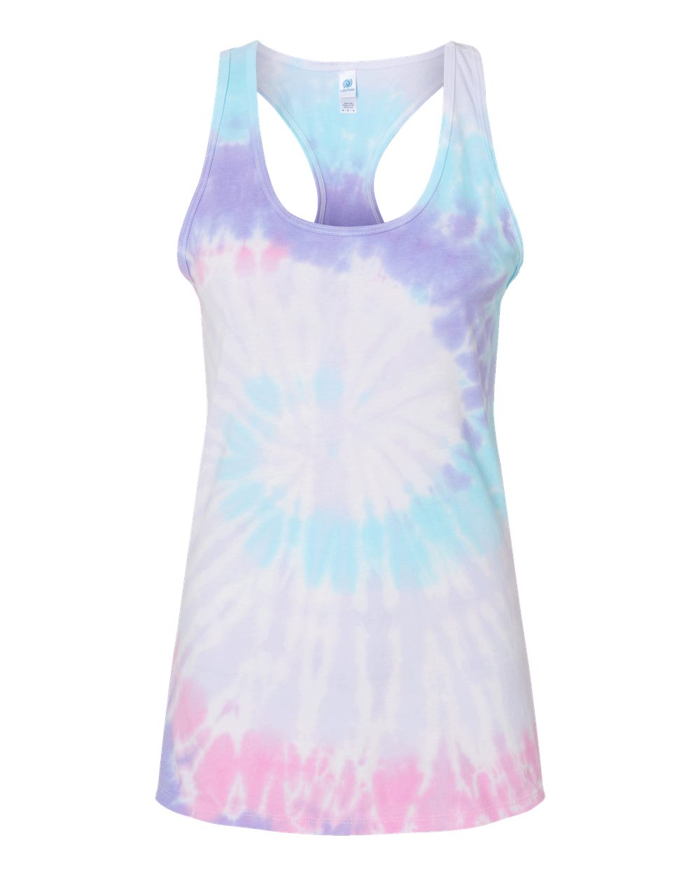 Colortone Women's Tie-Dyed Racerback Tank Top. 3400 - Unicorn