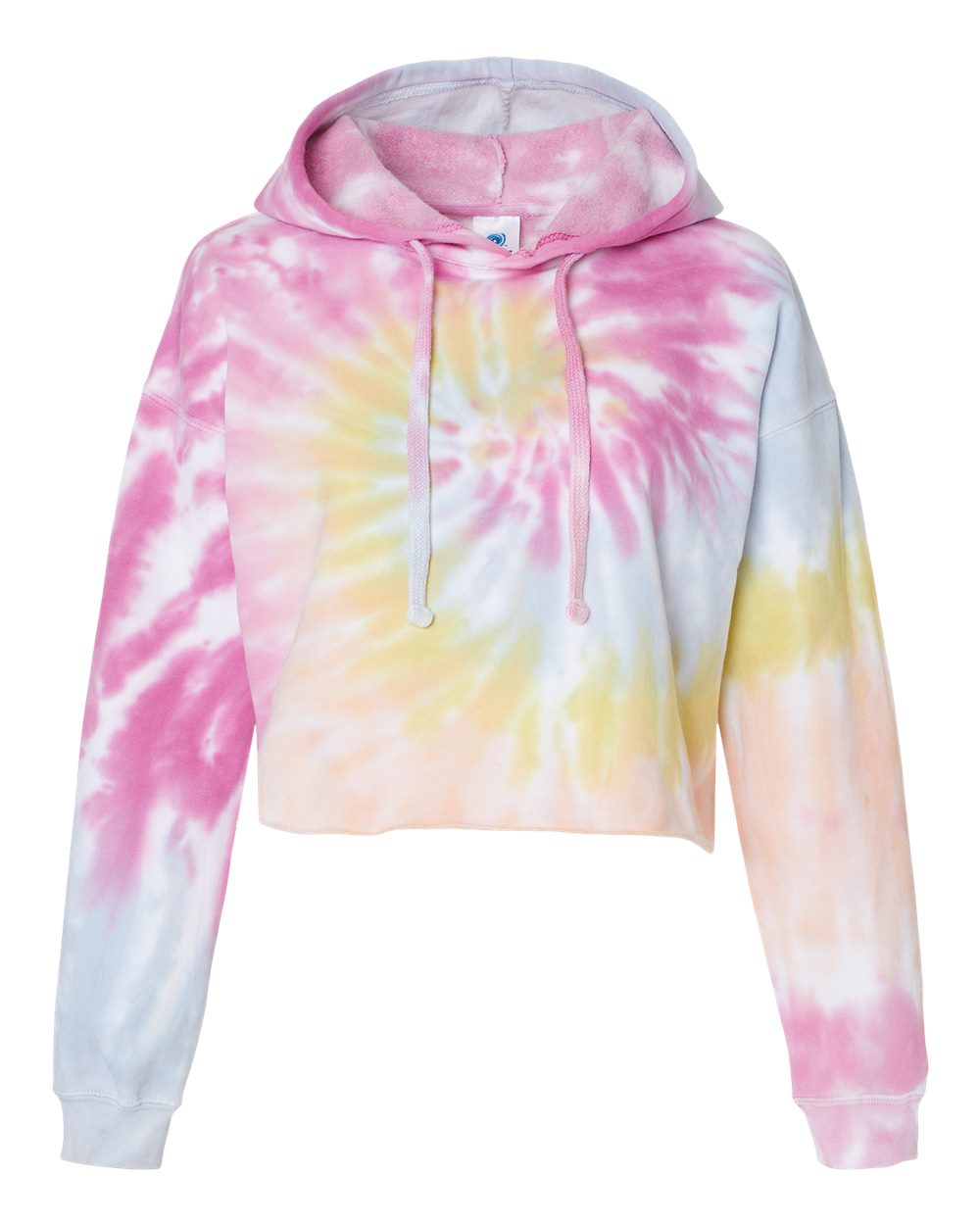 Colortone Women's Tie-Dyed Crop Hooded Sweatshirt. 8333 - Desert Rose