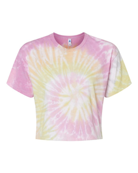 Colortone Women's Tie-Dyed Crop T-Shirt. 1050 - Desert Rose