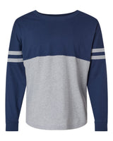 Boxercraft Women's Pom Pom Long Sleeve Jersey T-Shirt. BW3514 - Navy/ Oxford