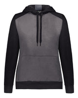 Augusta Sportswear Women's Eco Revive™ Three-Season Triblend Fleece Hooded Sweatshirt. 6867 - Carbon Heather/ Black