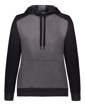 Augusta Sportswear Women's Eco Revive™ Three-Season Triblend Fleece Hooded Sweatshirt. 6867 - Carbon Heather/ Black