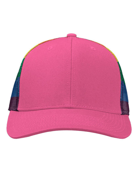 Kati Printed Mesh Trucker Cap. S700M - Hot Pink/ Rainbow