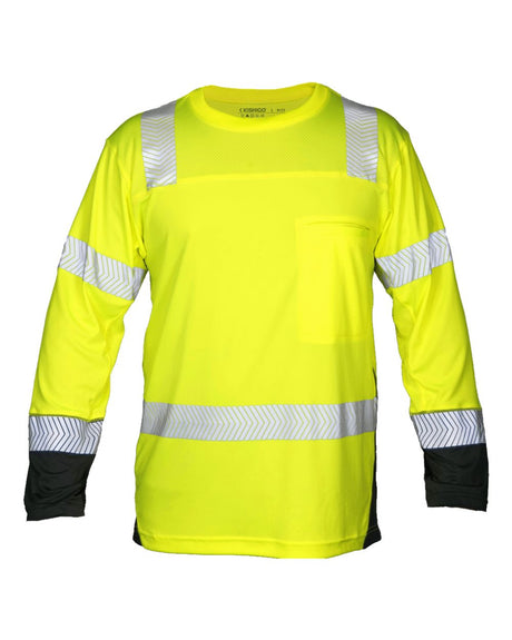 Kishigo Unisex Premium Black Series® Cool Touch Class 3 Long Sleeve T-Shirt. 9177 - Lime