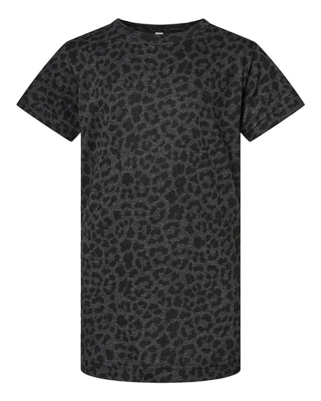 LAT Girls' Fine Jersey Tee. 2616 - Black Leopard