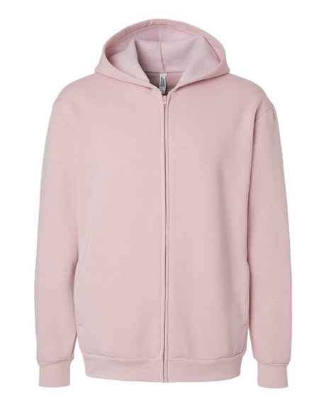 American Apparel Unisex ReFlex Fleece Full-Zip Hoodie Sweatshirt. RF497 - Blush