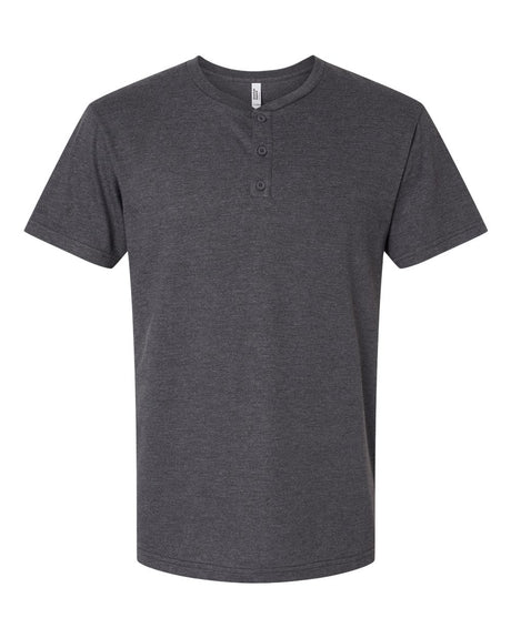 American Apparel Unisex CVC Henley Tee. 2004CVC - Heather Charcoal