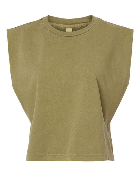 American Apparel Women's Heavyweight Cotton Garment-Dyed Muscle Tee. 307GD - Faded Army