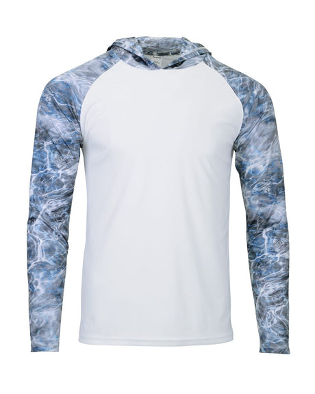 Paragon Men's Biloxi Performance Colorblocked Hooded Long Sleeve T-Shirt. 241 - Steelhead