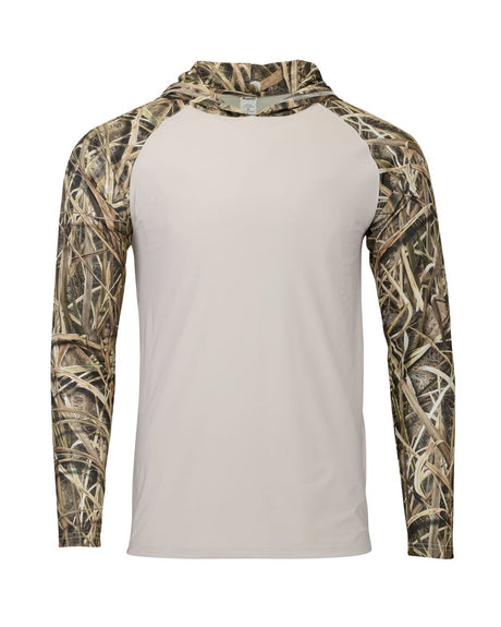 Paragon Men's Biloxi Performance Colorblocked Hooded Long Sleeve T-Shirt. 241 - Shadow Grass