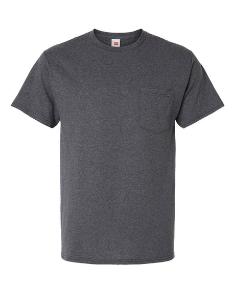 Hanes Unisex Essential-T Pocket T-Shirt. 5290P - Charcoal Heather